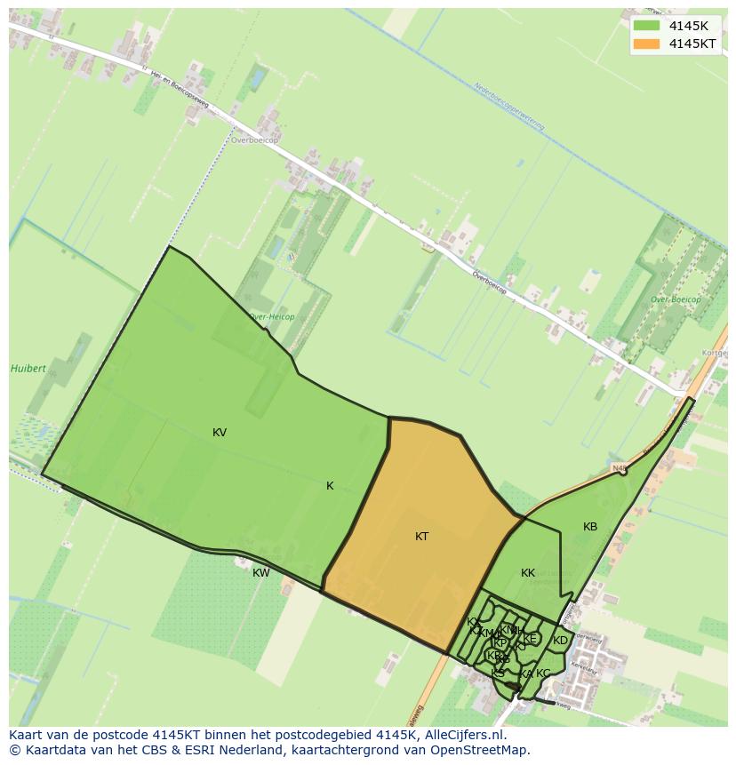 Afbeelding van het postcodegebied 4145 KT op de kaart.