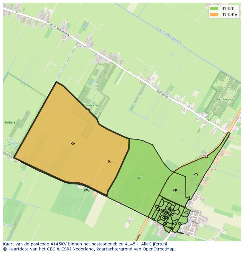 Afbeelding van het postcodegebied 4145 KV op de kaart.