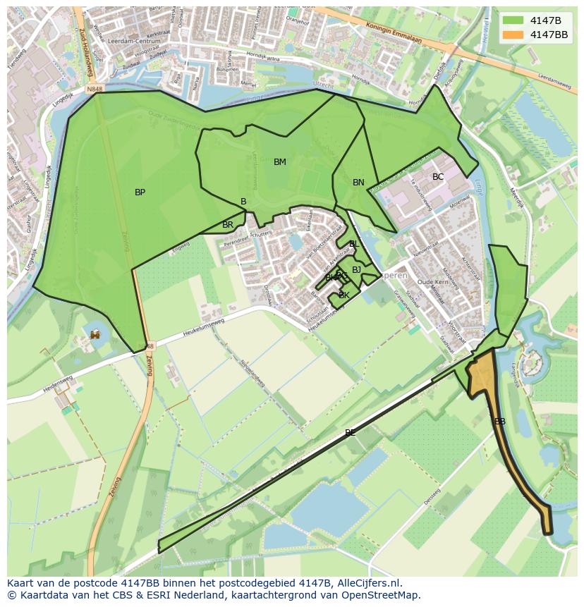 Afbeelding van het postcodegebied 4147 BB op de kaart.