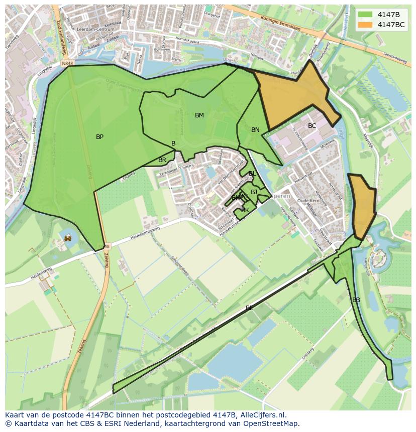 Afbeelding van het postcodegebied 4147 BC op de kaart.