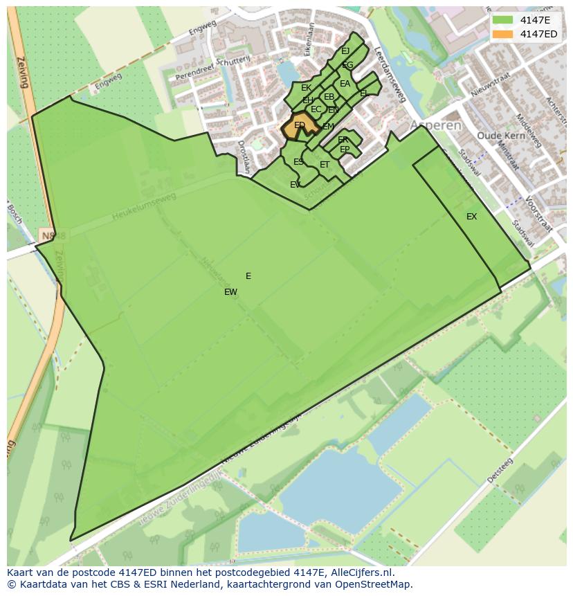 Afbeelding van het postcodegebied 4147 ED op de kaart.
