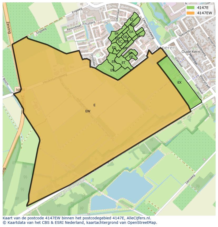 Afbeelding van het postcodegebied 4147 EW op de kaart.