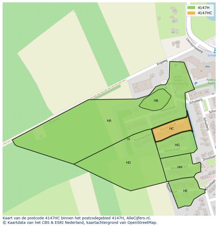 Afbeelding van het postcodegebied 4147 HC op de kaart.