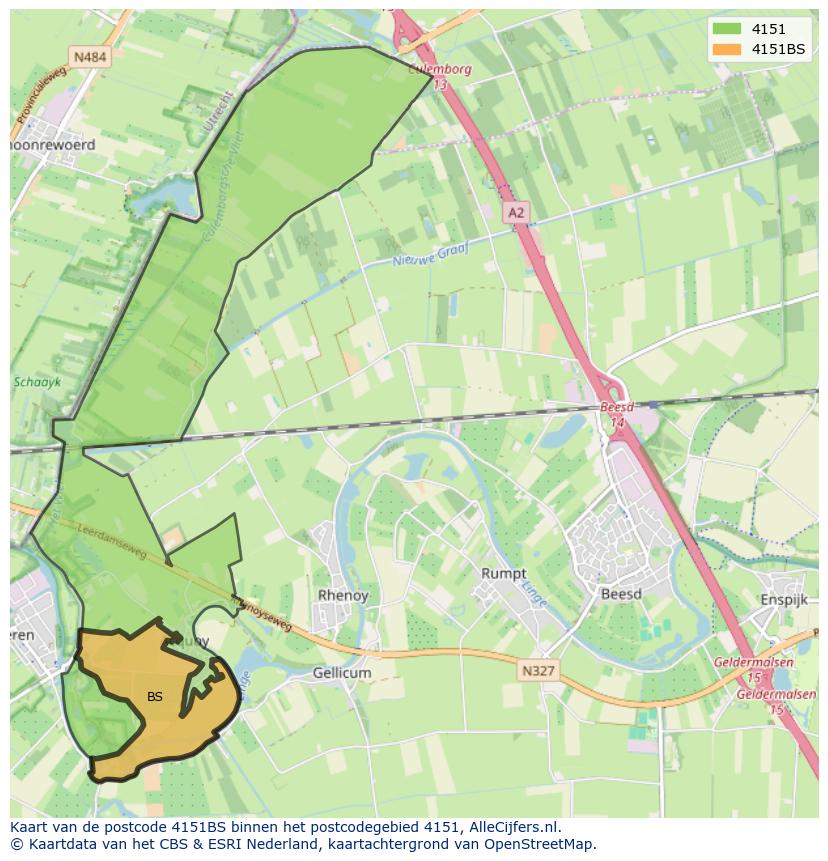 Afbeelding van het postcodegebied 4151 BS op de kaart.