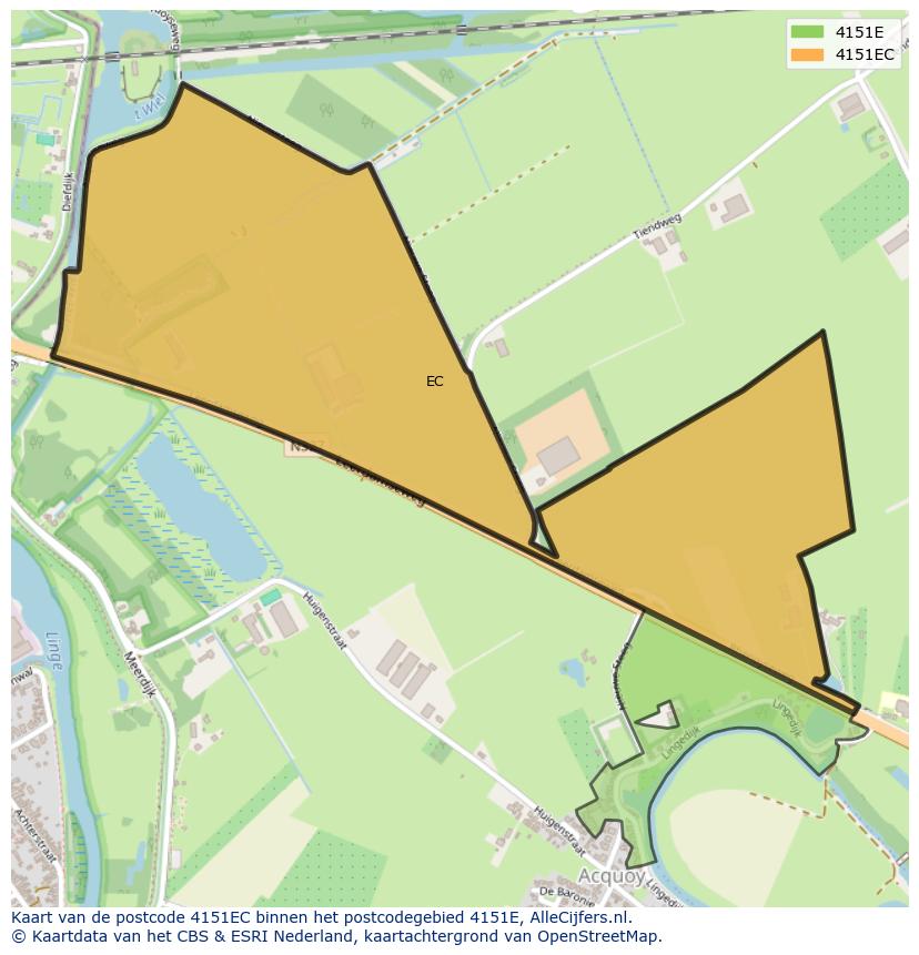 Afbeelding van het postcodegebied 4151 EC op de kaart.
