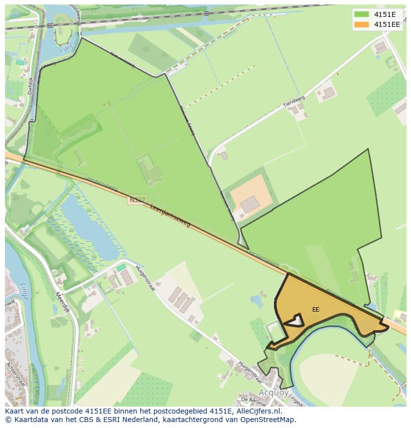 Afbeelding van het postcodegebied 4151 EE op de kaart.