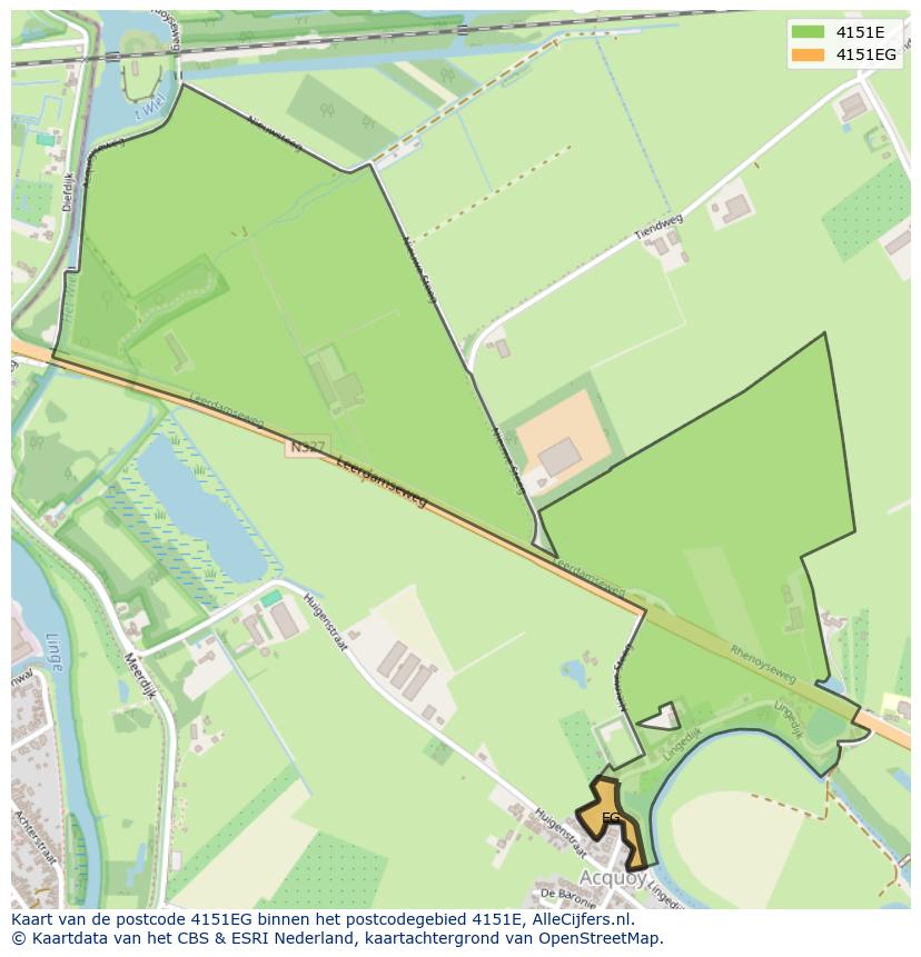 Afbeelding van het postcodegebied 4151 EG op de kaart.