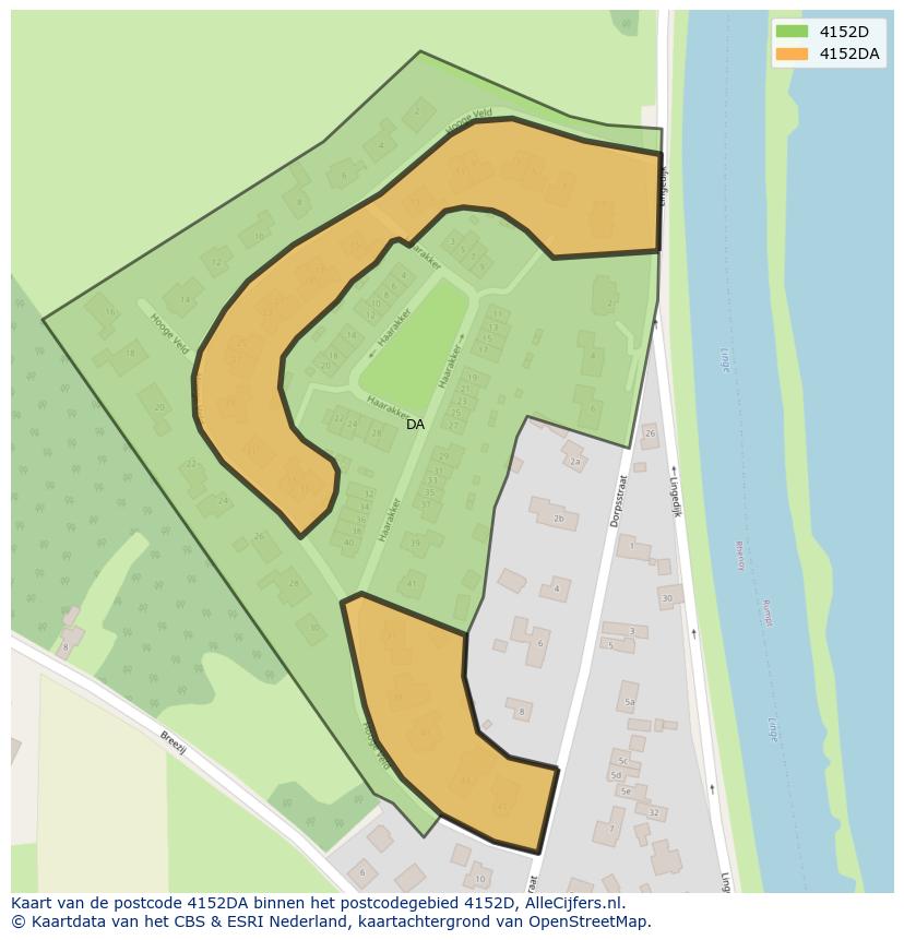 Afbeelding van het postcodegebied 4152 DA op de kaart.