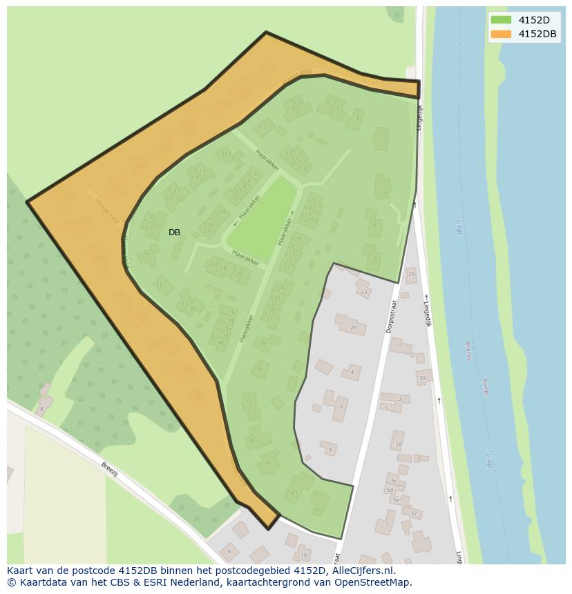 Afbeelding van het postcodegebied 4152 DB op de kaart.