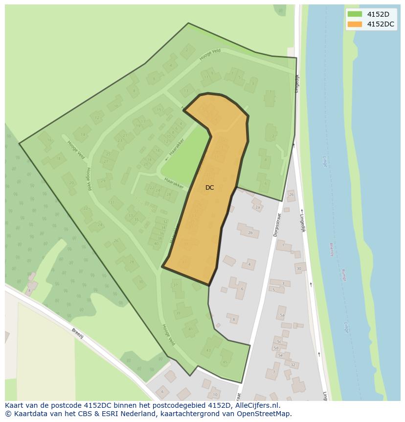 Afbeelding van het postcodegebied 4152 DC op de kaart.