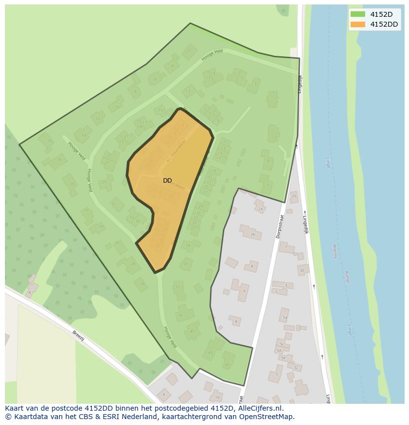 Afbeelding van het postcodegebied 4152 DD op de kaart.
