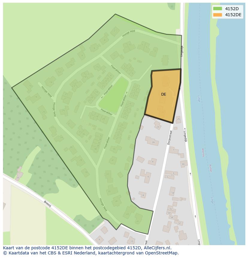 Afbeelding van het postcodegebied 4152 DE op de kaart.