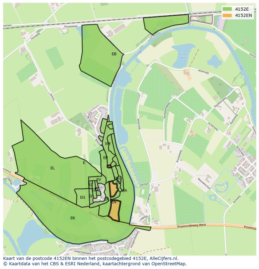 Afbeelding van het postcodegebied 4152 EN op de kaart.