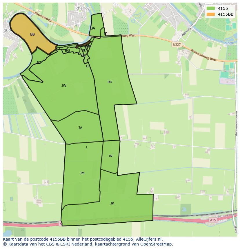 Afbeelding van het postcodegebied 4155 BB op de kaart.
