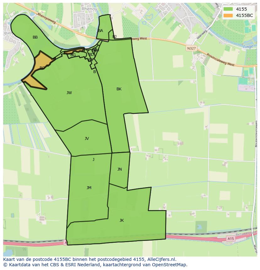Afbeelding van het postcodegebied 4155 BC op de kaart.