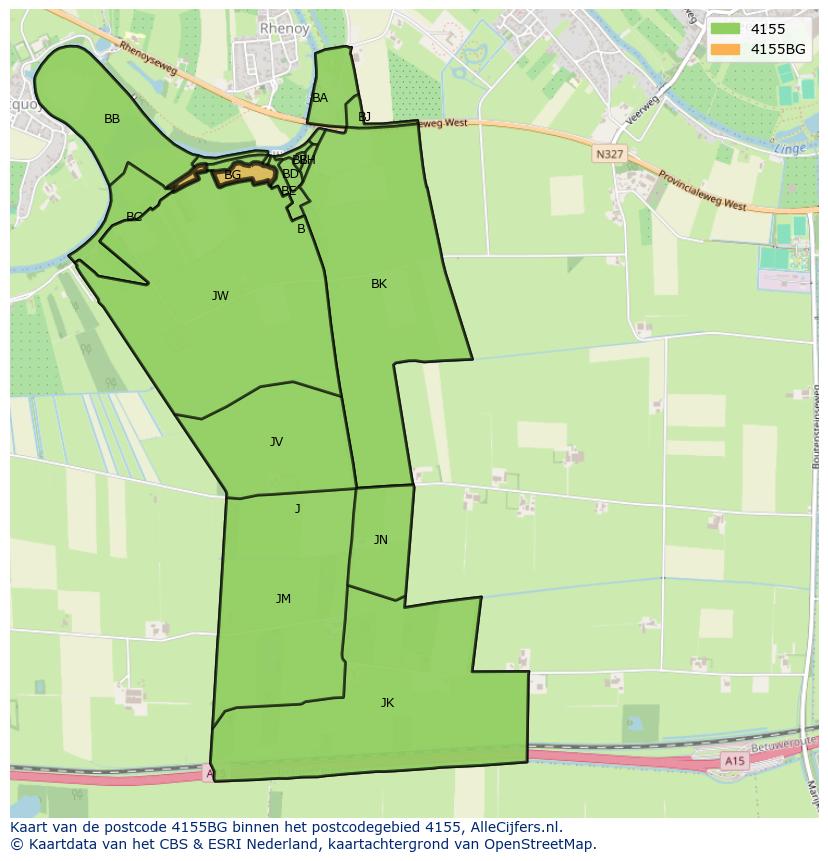 Afbeelding van het postcodegebied 4155 BG op de kaart.