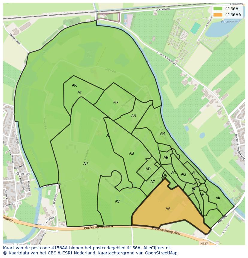 Afbeelding van het postcodegebied 4156 AA op de kaart.
