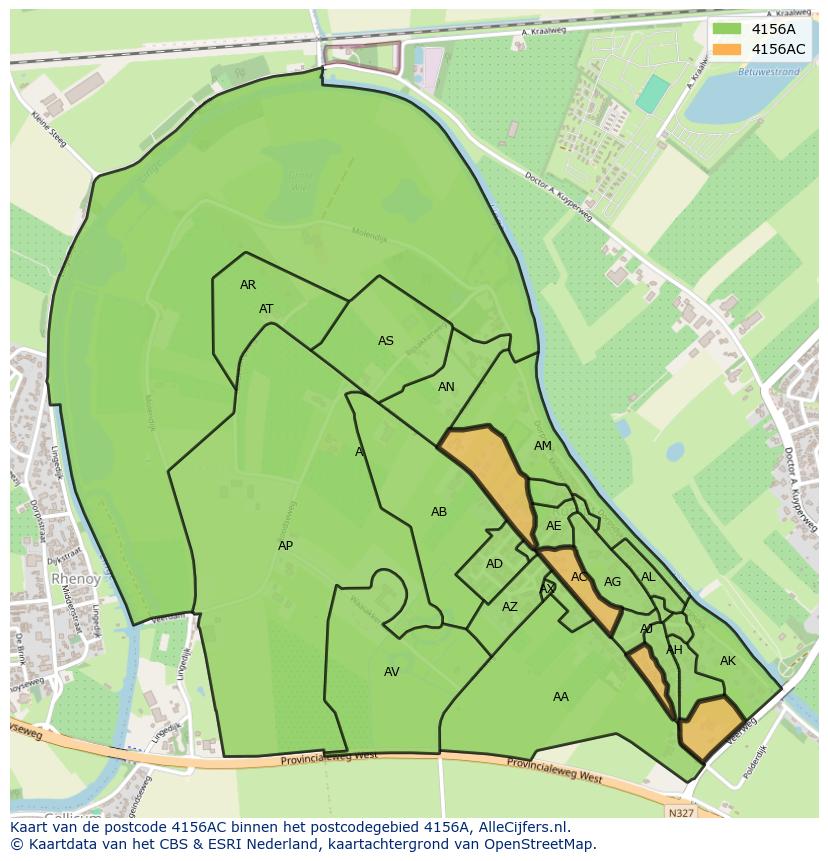 Afbeelding van het postcodegebied 4156 AC op de kaart.