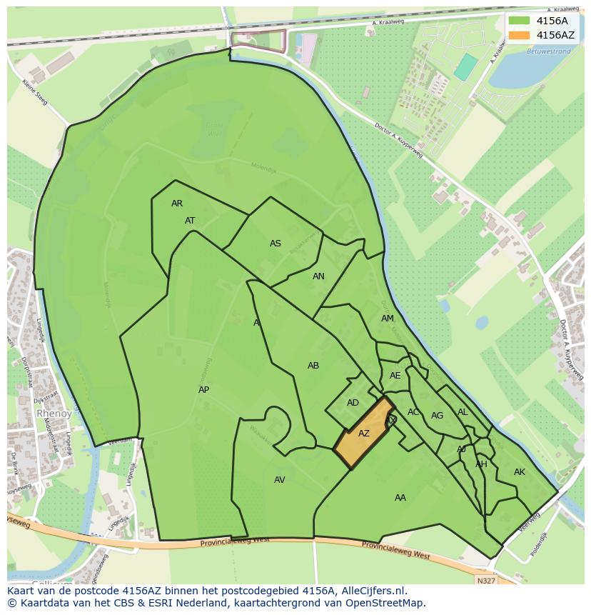 Afbeelding van het postcodegebied 4156 AZ op de kaart.