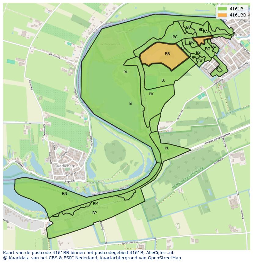Afbeelding van het postcodegebied 4161 BB op de kaart.