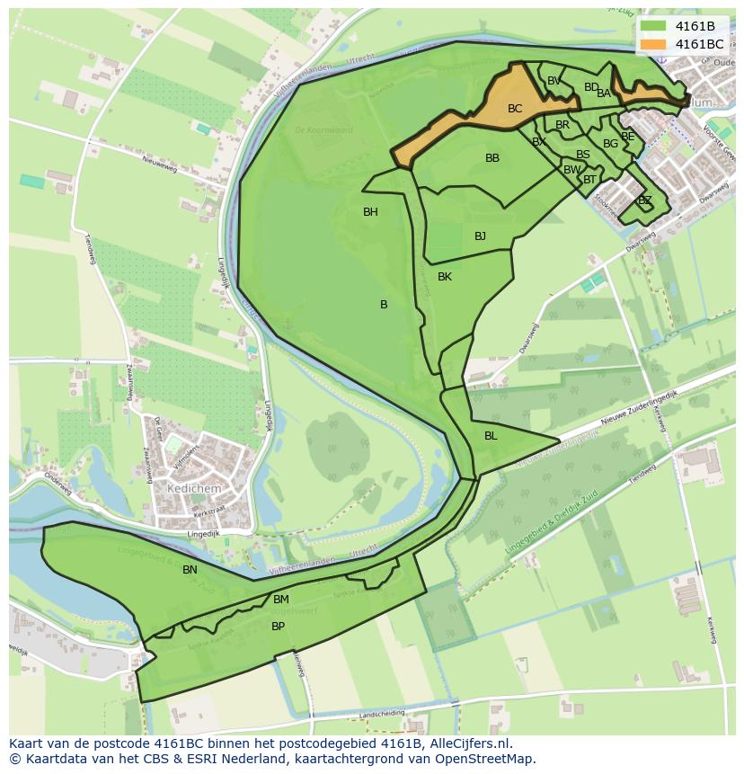 Afbeelding van het postcodegebied 4161 BC op de kaart.