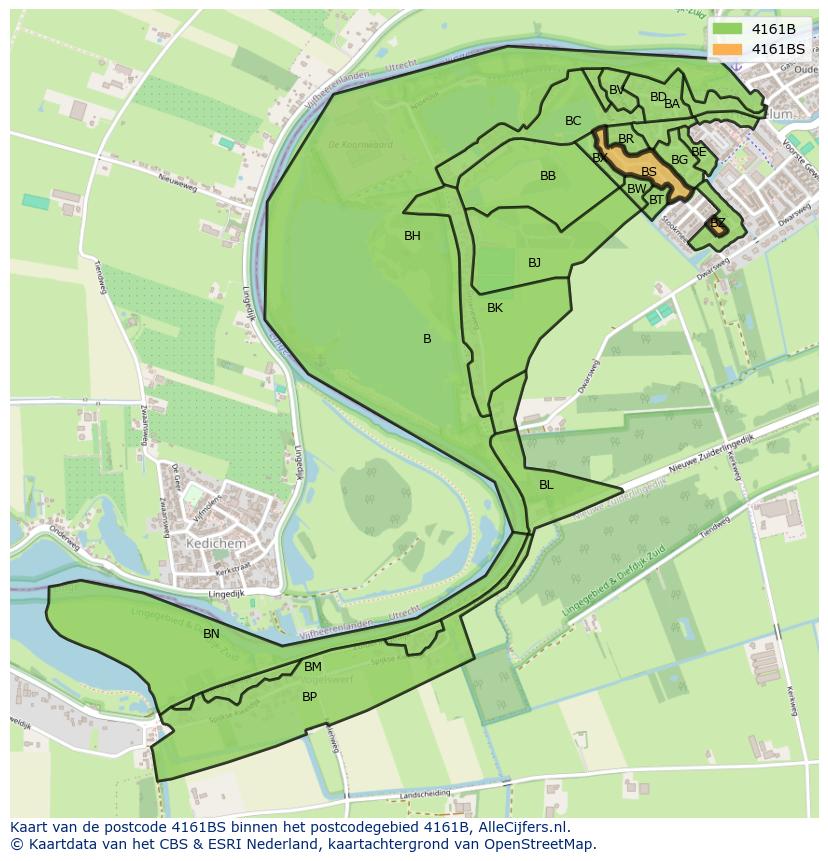 Afbeelding van het postcodegebied 4161 BS op de kaart.