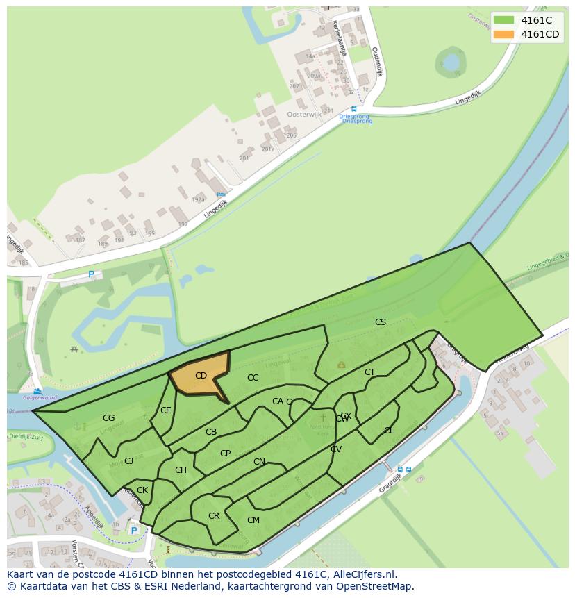 Afbeelding van het postcodegebied 4161 CD op de kaart.