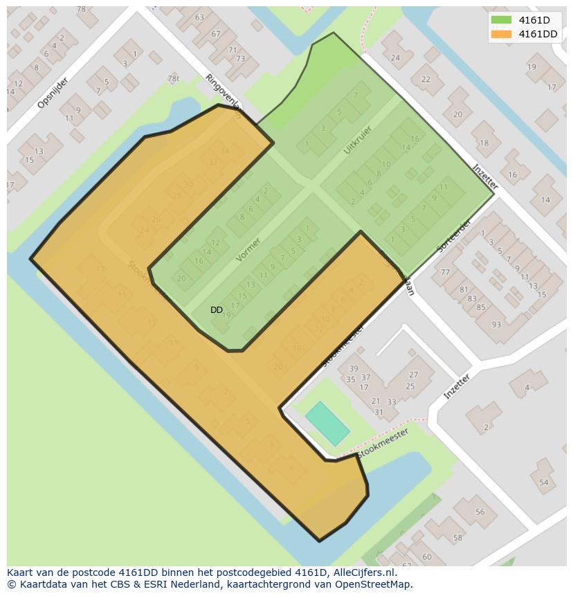 Afbeelding van het postcodegebied 4161 DD op de kaart.
