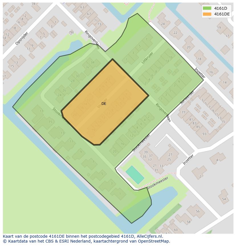 Afbeelding van het postcodegebied 4161 DE op de kaart.
