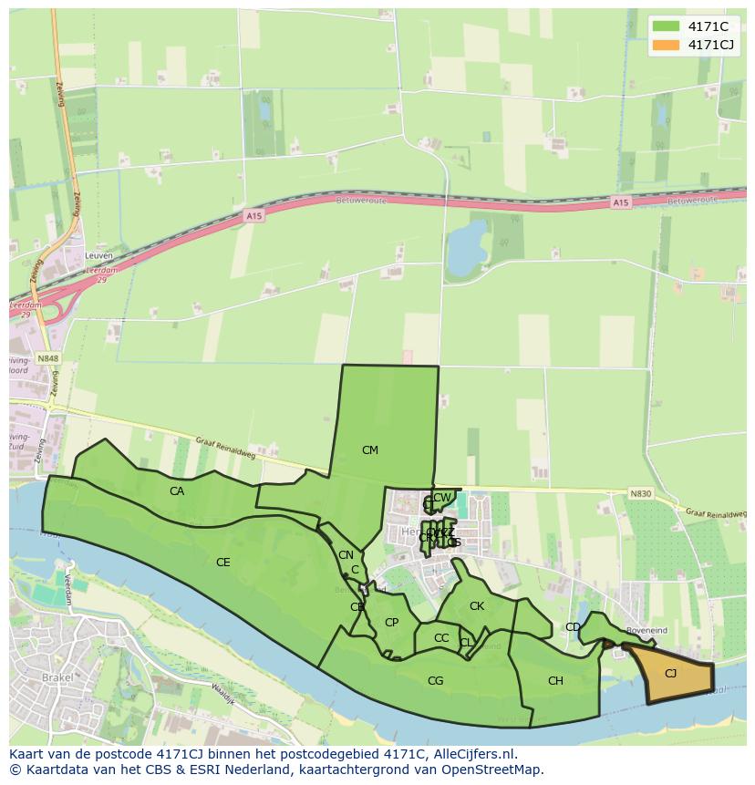 Afbeelding van het postcodegebied 4171 CJ op de kaart.