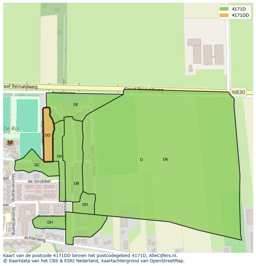 Afbeelding van het postcodegebied 4171 DD op de kaart.