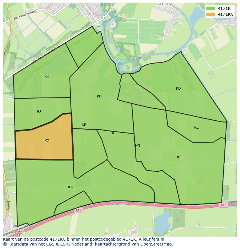 Afbeelding van het postcodegebied 4171 KC op de kaart.