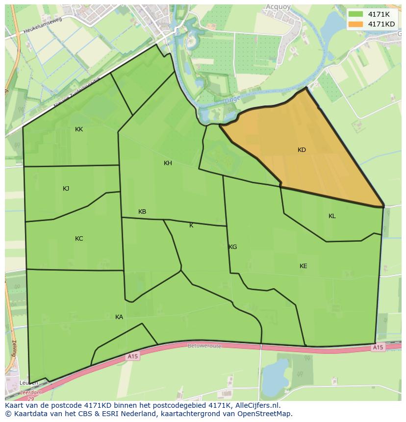Afbeelding van het postcodegebied 4171 KD op de kaart.