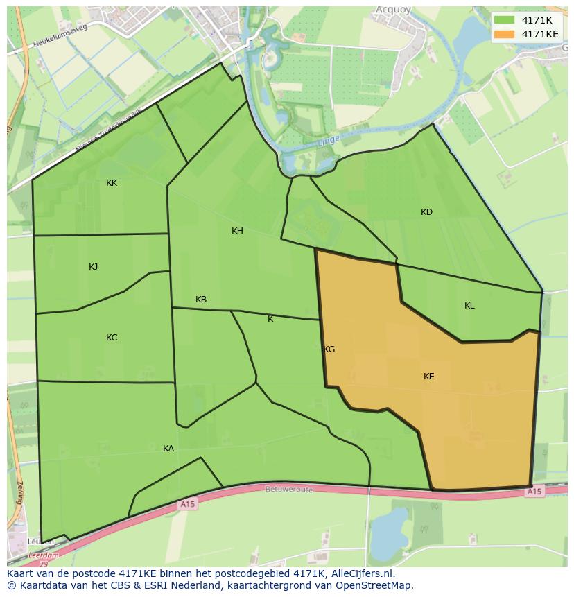 Afbeelding van het postcodegebied 4171 KE op de kaart.