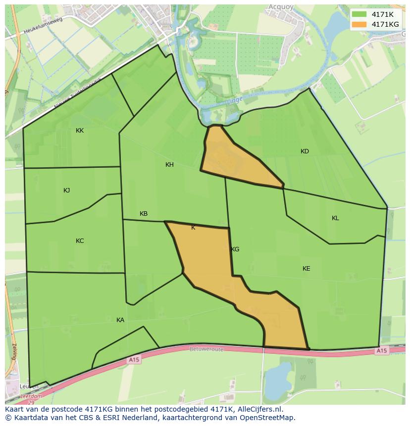 Afbeelding van het postcodegebied 4171 KG op de kaart.