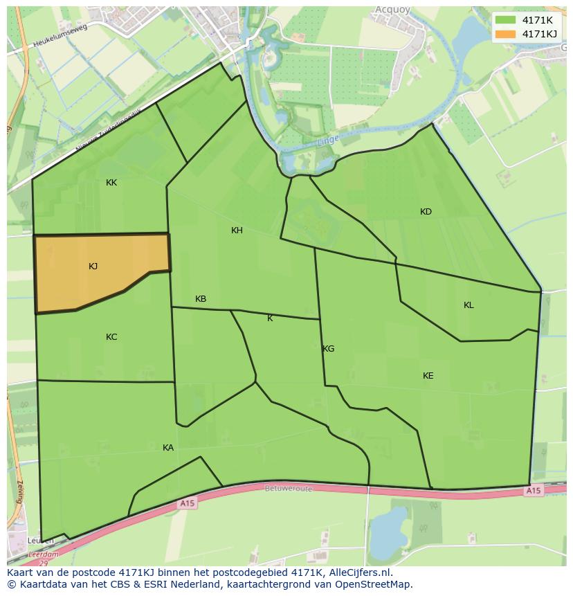 Afbeelding van het postcodegebied 4171 KJ op de kaart.