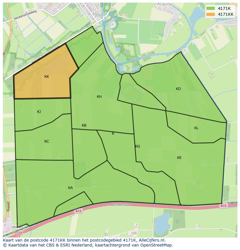 Afbeelding van het postcodegebied 4171 KK op de kaart.