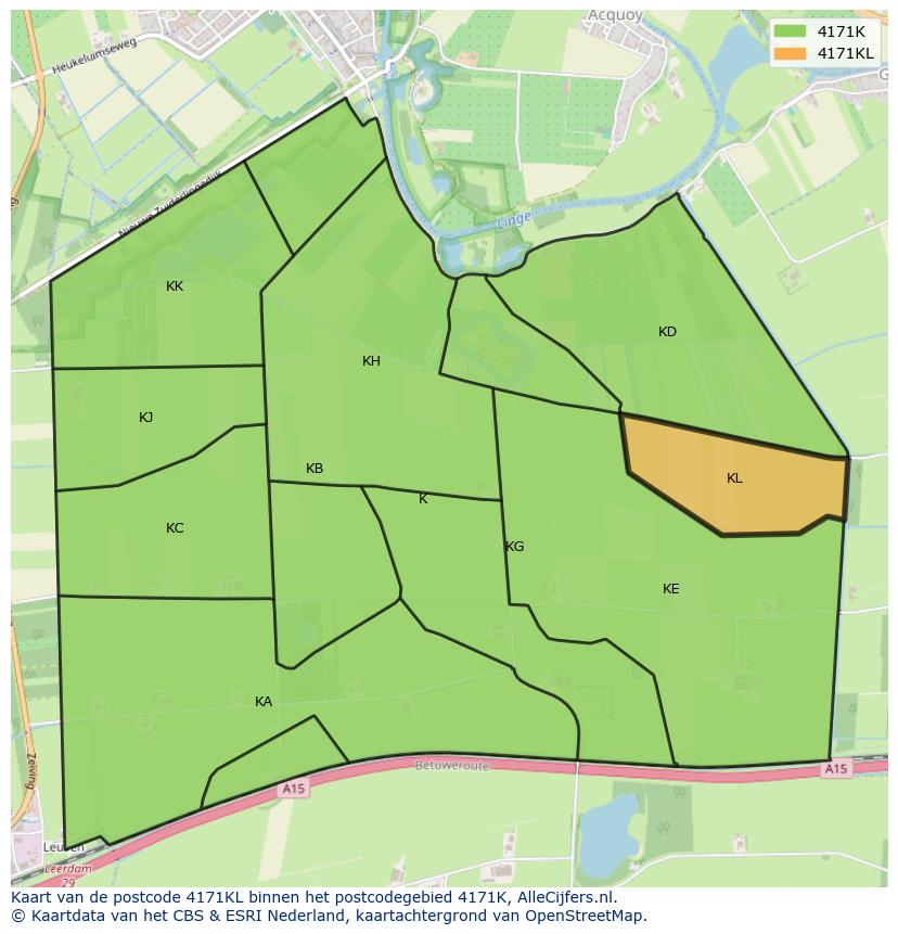Afbeelding van het postcodegebied 4171 KL op de kaart.