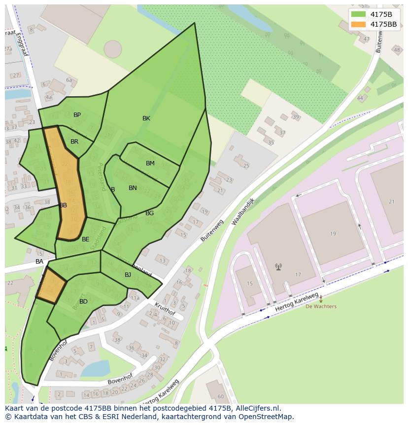 Afbeelding van het postcodegebied 4175 BB op de kaart.