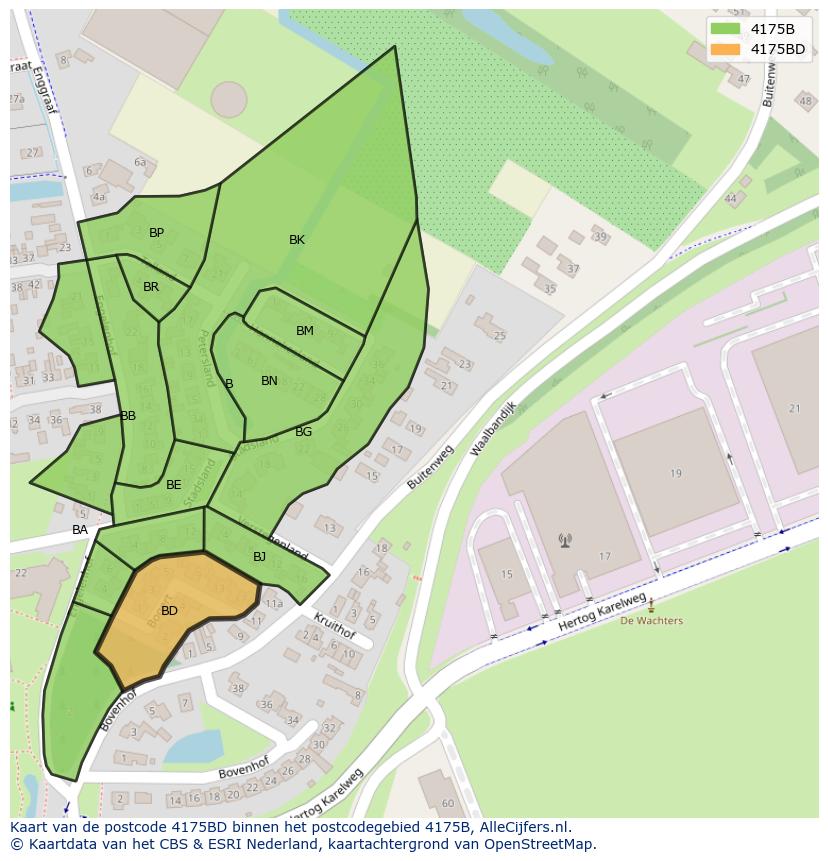 Afbeelding van het postcodegebied 4175 BD op de kaart.