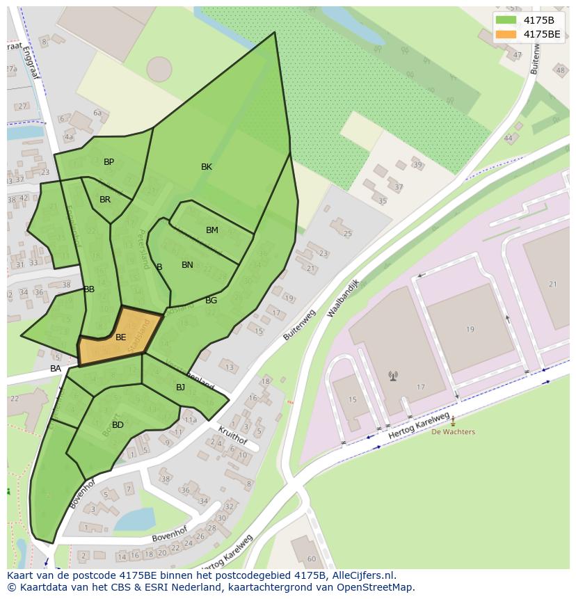 Afbeelding van het postcodegebied 4175 BE op de kaart.