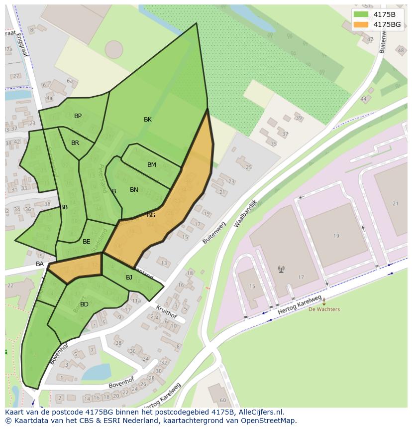 Afbeelding van het postcodegebied 4175 BG op de kaart.