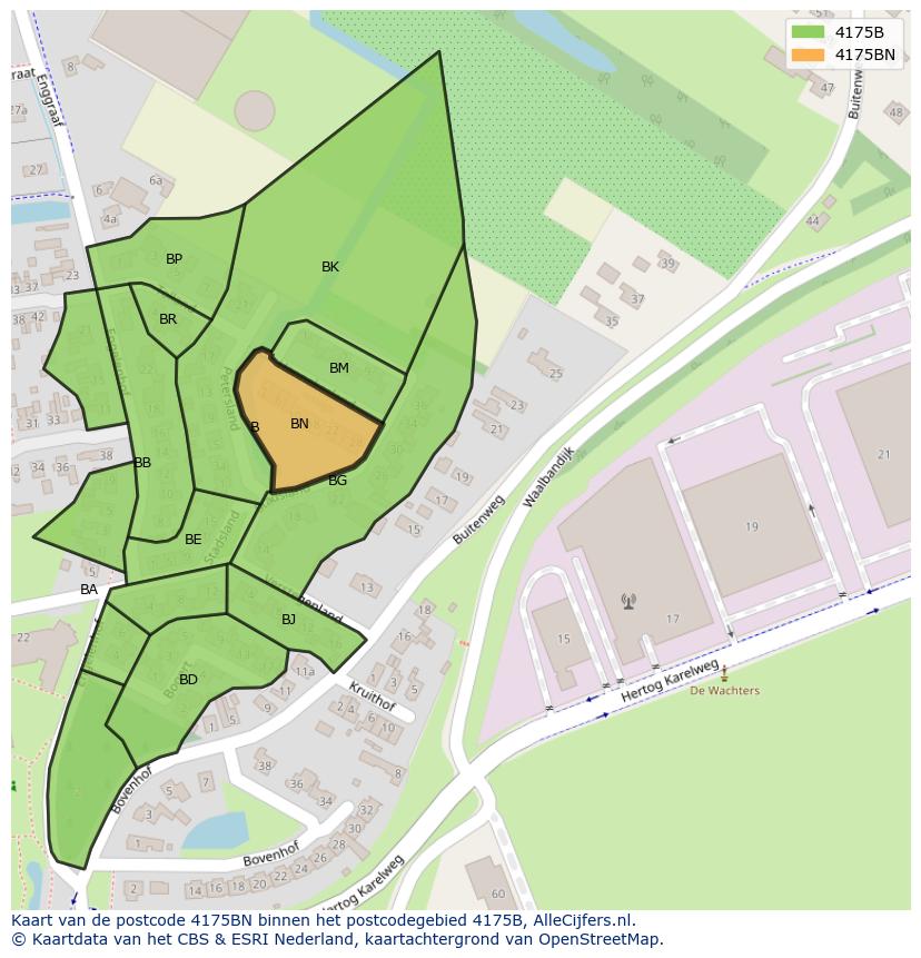 Afbeelding van het postcodegebied 4175 BN op de kaart.