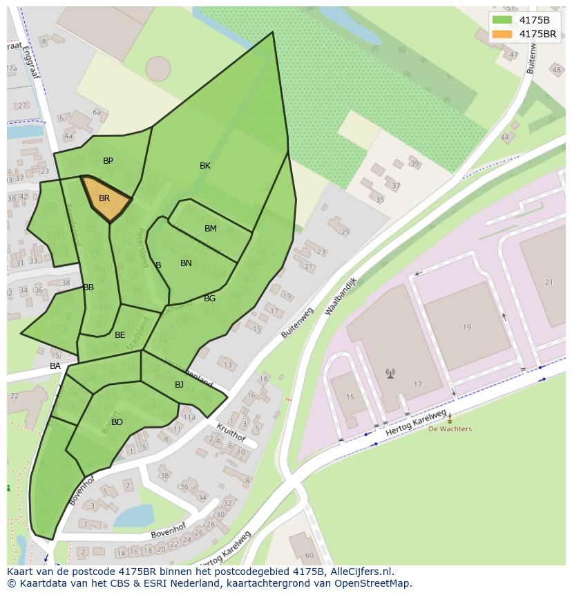 Afbeelding van het postcodegebied 4175 BR op de kaart.