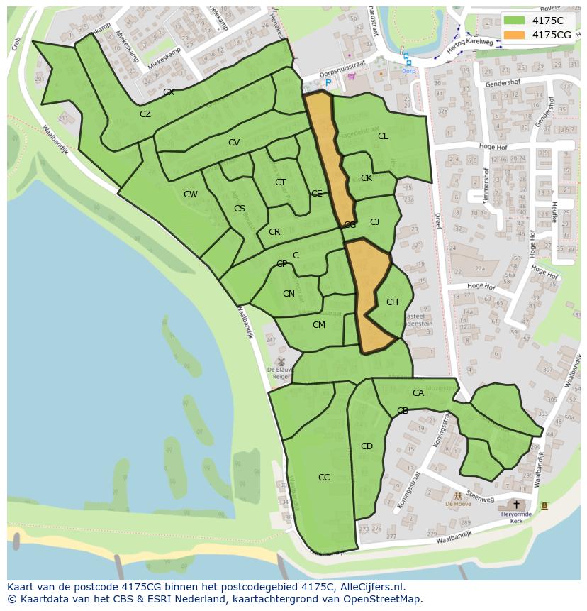 Afbeelding van het postcodegebied 4175 CG op de kaart.