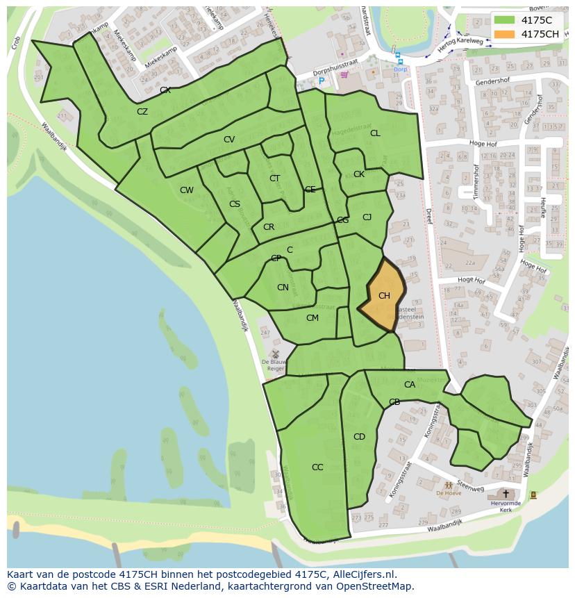 Afbeelding van het postcodegebied 4175 CH op de kaart.