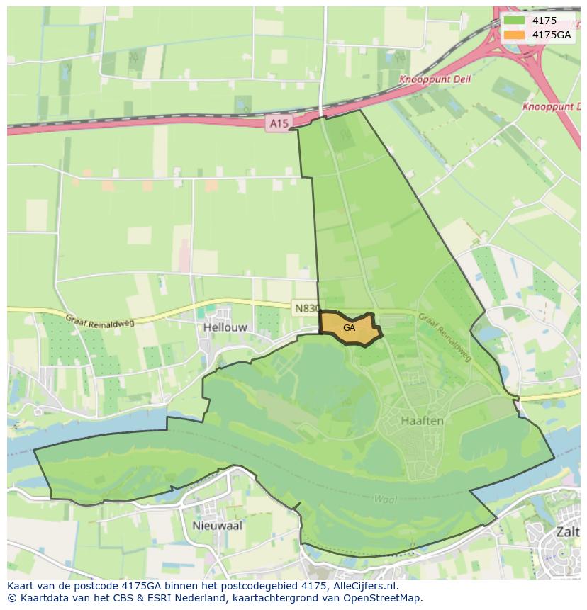 Afbeelding van het postcodegebied 4175 GA op de kaart.