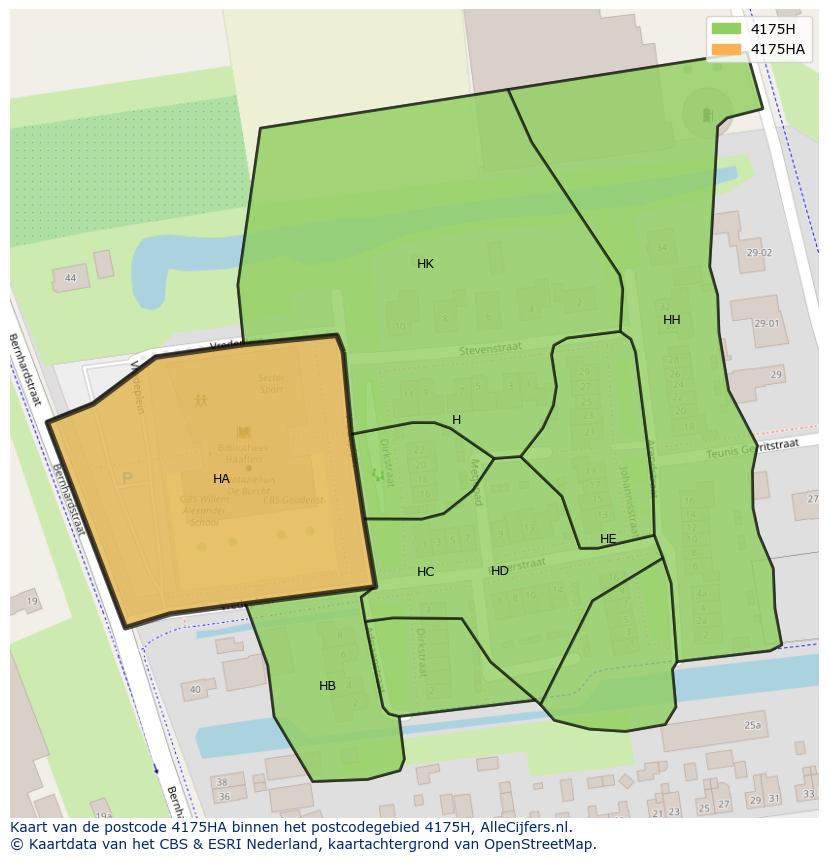 Afbeelding van het postcodegebied 4175 HA op de kaart.