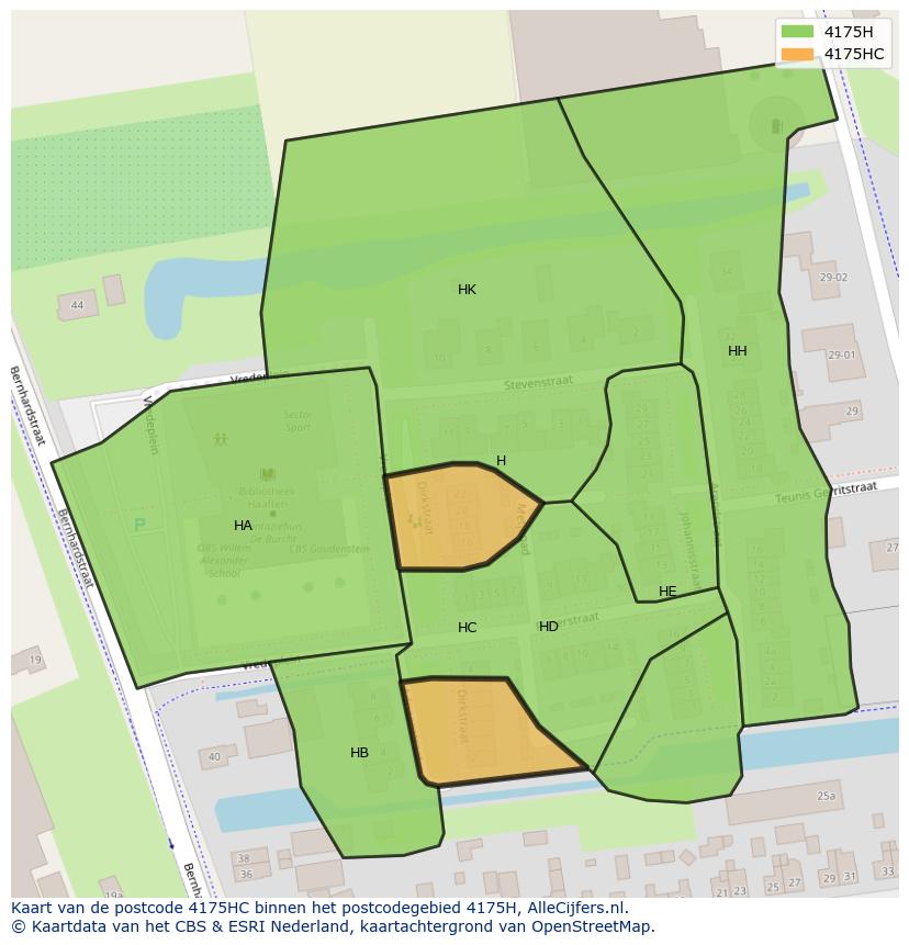 Afbeelding van het postcodegebied 4175 HC op de kaart.