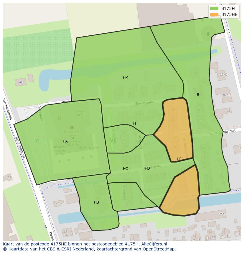 Afbeelding van het postcodegebied 4175 HE op de kaart.